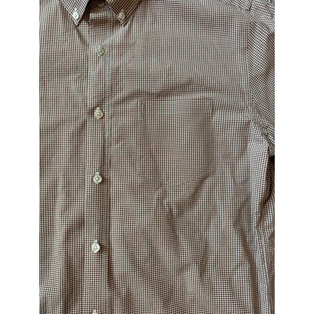 J. Crew Men's Red White Checked Button Down Cotton Shirt Size Medium 15-15.5